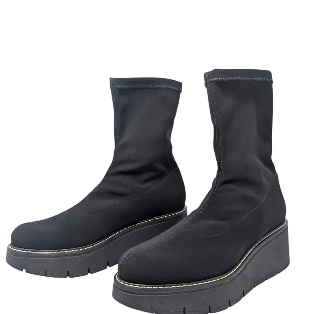 La‎ Canadienne Jared Waterproof Knit Platform Sock Boots Black Sz 8